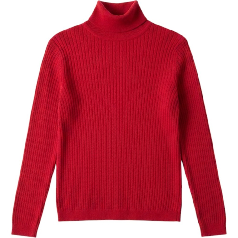 Pria Red Turtleneck Ribbed Sweater Womens‎ Medium Cotton Blend Pullover